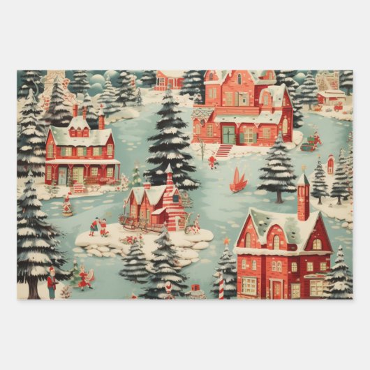 Vintage-kerstbos Inpakpapier Vel (Voorkant 2)