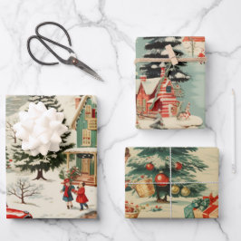 Vintage-kerstbos Inpakpapier Vel