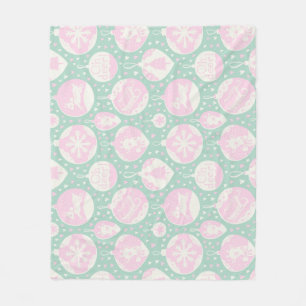 Vintage kerstbos roze groene kunst fleece deken