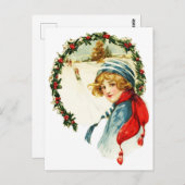 Vintage kerstboy briefkaart (Voorkant / Achterkant)