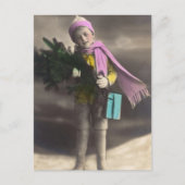 Vintage kerstboy feestdagenkaart (Voorkant)