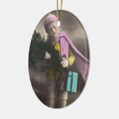 Vintage kerstboy keramisch ornament (Links)