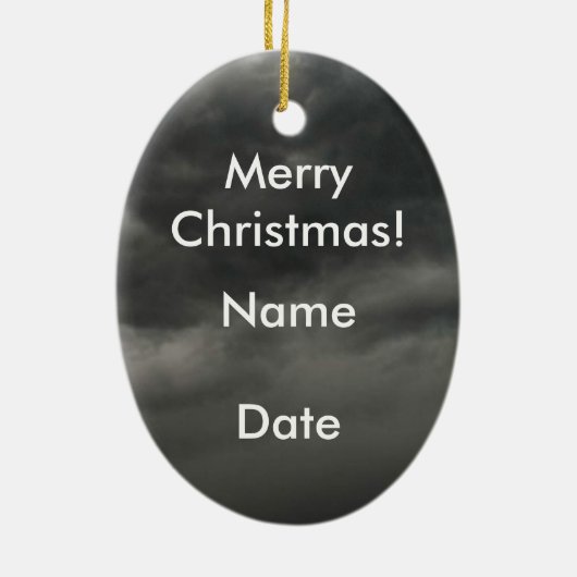 Vintage kerstboy keramisch ornament (Achterkant)