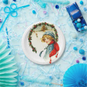 Vintage kerstboy papieren bordje (Feest)
