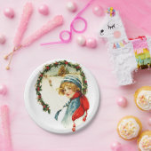Vintage kerstboy papieren bordje (Feest)