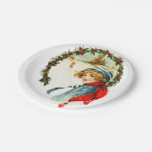 Vintage kerstboy papieren bordje (Gekanteld)