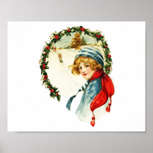 Vintage kerstboy poster