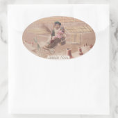 Vintage kerstboy vliegend vliegend vliegveld Fanta Ovale Sticker (Tas)