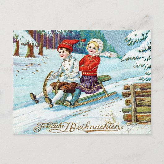 Vintage-kerstBriefkaart Briefkaart (Voorkant)