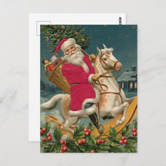 Vintage-kerstBriefkaart Briefkaart (Voorkant / Achterkant)