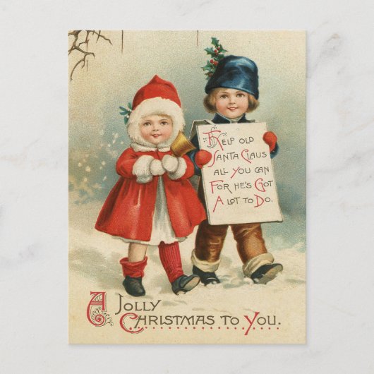 Vintage-kerstBriefkaart Briefkaart (Voorkant)