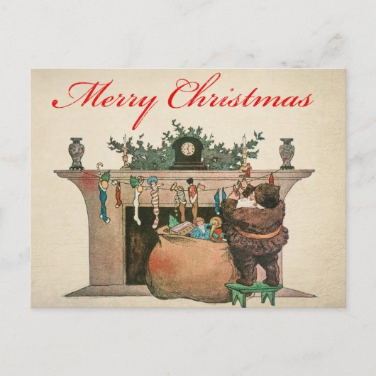 Vintage-kerstBriefkaart Briefkaart (Voorkant)