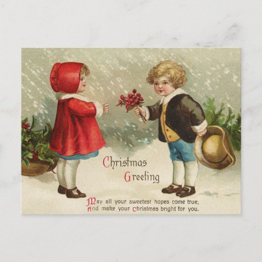 Vintage-kerstBriefkaart Briefkaart (Voorkant)