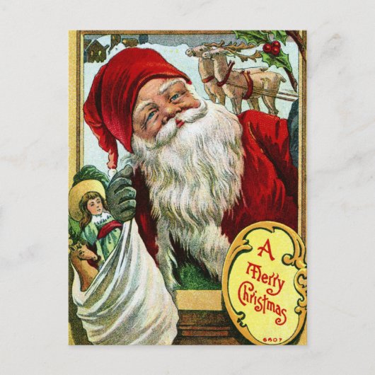 Vintage-kerstBriefkaart Briefkaart (Voorkant)