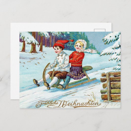 Vintage-kerstBriefkaart Briefkaart (Voorkant / Achterkant)