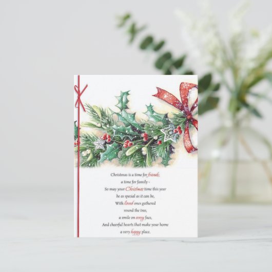 Vintage-kerstbriefkaart Feestdagenkaart (Staand voorkant)