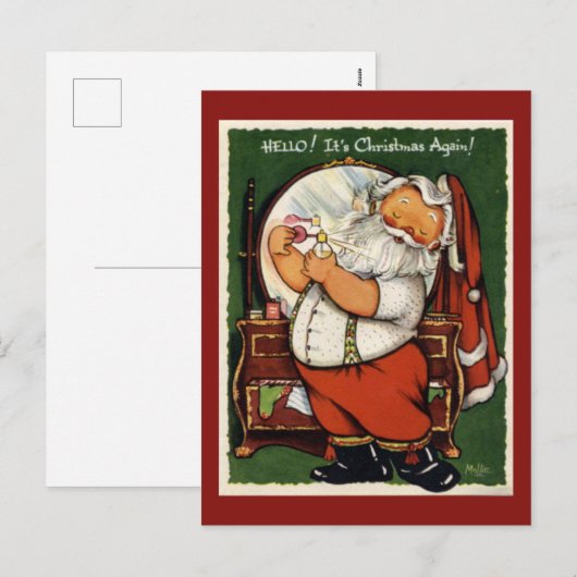 Vintage-kerstBriefkaart Feestdagenkaart (Voorkant / Achterkant)