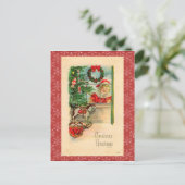 Vintage-kerstBriefkaart Feestdagenkaart (Staand voorkant)