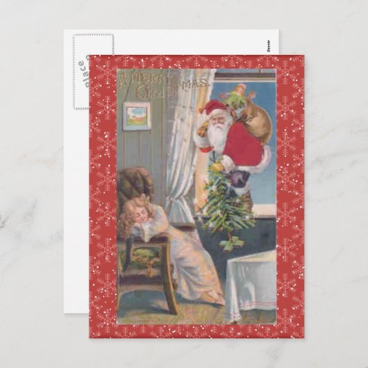 Vintage-kerstBriefkaart Feestdagenkaart (Voorkant / Achterkant)