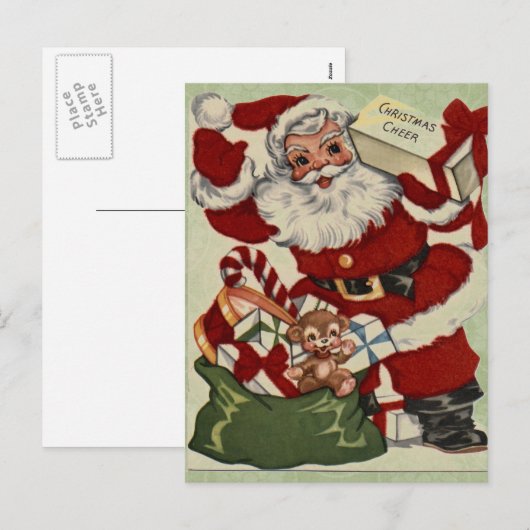 Vintage-kerstBriefkaart Feestdagenkaart (Voorkant / Achterkant)