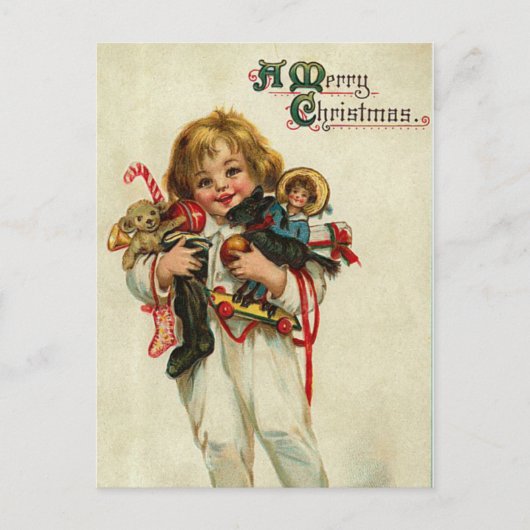 Vintage-kerstBriefkaart Feestdagenkaart (Voorkant)
