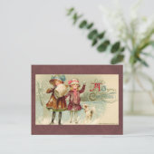 Vintage-kerstBriefkaart Feestdagenkaart (Staand voorkant)