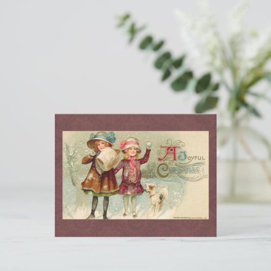 Vintage-kerstBriefkaart Feestdagenkaart (Staand voorkant)