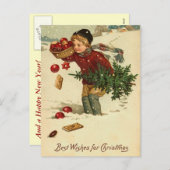 Vintage-kerstBriefkaart Feestdagenkaart (Voorkant / Achterkant)