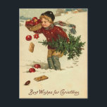 Vintage-kerstBriefkaart Feestdagenkaart<br><div class="desc">Beautiful vintage Christmas postcards! Look for matching post!</div>