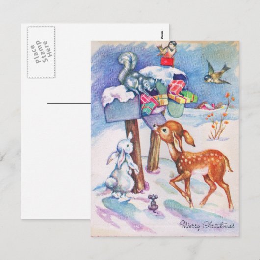 Vintage-kerstBriefkaart Feestdagenkaart (Voorkant / Achterkant)