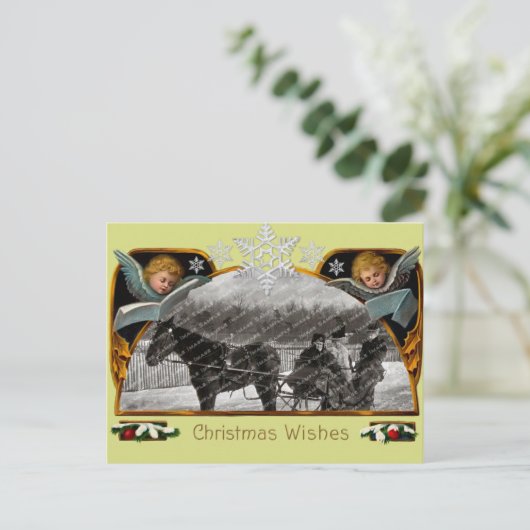 Vintage-kerstBriefkaart Feestdagenkaart (Staand voorkant)