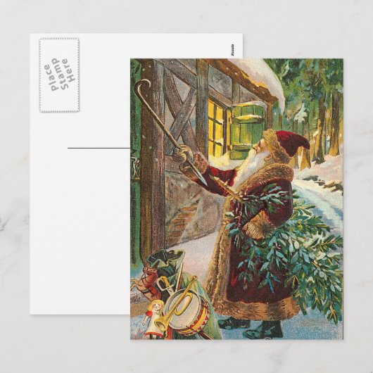 Vintage-kerstBriefkaart Feestdagenkaart (Voorkant / Achterkant)