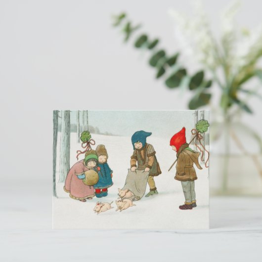 Vintage-kerstBriefkaart Feestdagenkaart (Staand voorkant)