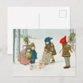 Vintage-kerstBriefkaart Feestdagenkaart (Voorkant / Achterkant)