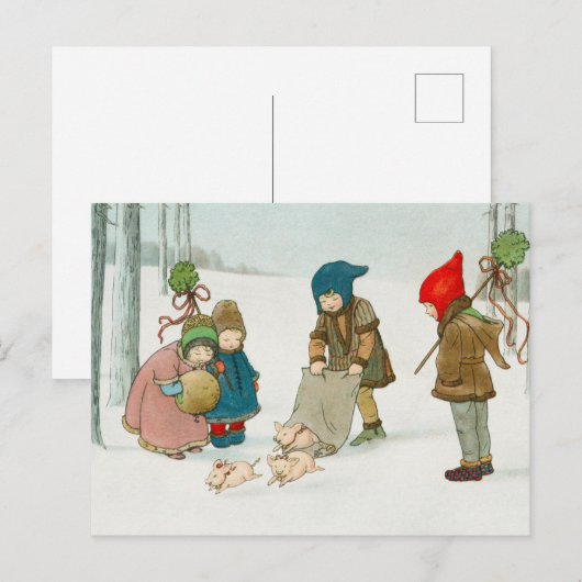 Vintage-kerstBriefkaart Feestdagenkaart (Voorkant / Achterkant)