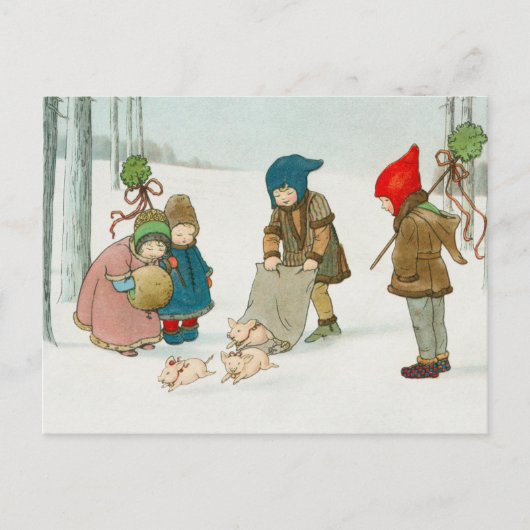 Vintage-kerstBriefkaart Feestdagenkaart (Voorkant)