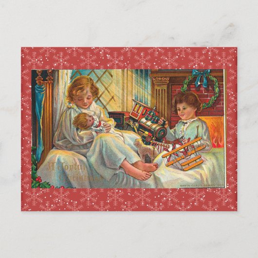 Vintage-kerstBriefkaart Feestdagenkaart (Voorkant)