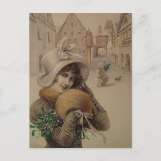 Vintage-kerstBriefkaart Feestdagenkaart (Voorkant)