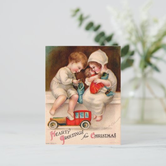 Vintage-kerstbriefkaart Feestdagenkaart (Staand voorkant)