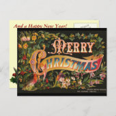 Vintage-kerstBriefkaart Feestdagenkaart (Voorkant / Achterkant)