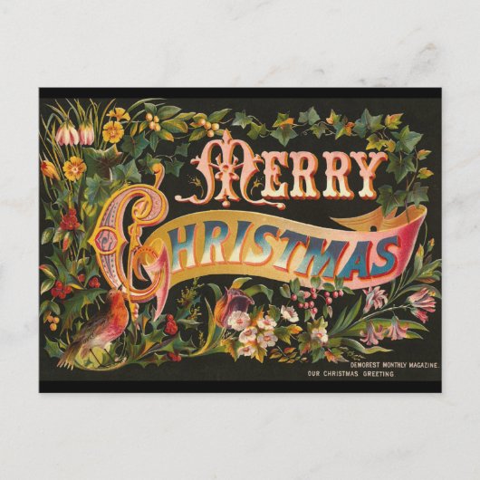 Vintage-kerstBriefkaart Feestdagenkaart (Voorkant)