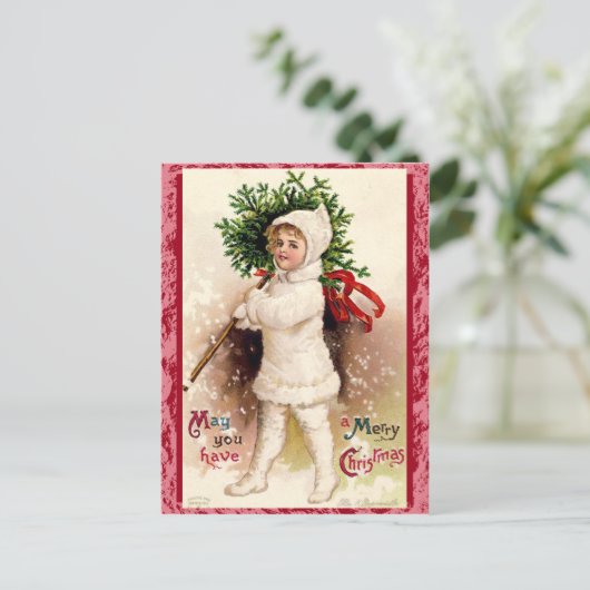 Vintage-kerstbriefkaart Feestdagenkaart (Staand voorkant)