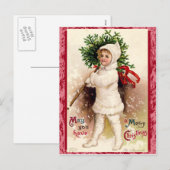 Vintage-kerstbriefkaart Feestdagenkaart (Voorkant / Achterkant)