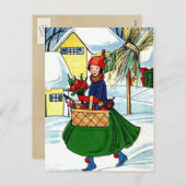 Vintage-kerstBriefkaart Feestdagenkaart (Voorkant / Achterkant)