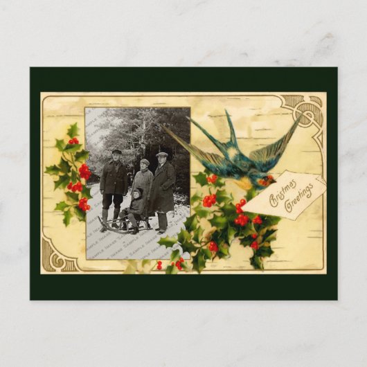 Vintage-kerstBriefkaart Feestdagenkaart (Voorkant)