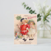 Vintage-kerstbriefkaart Feestdagenkaart (Staand voorkant)