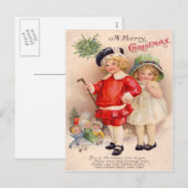 Vintage-kerstbriefkaart Feestdagenkaart (Voorkant / Achterkant)