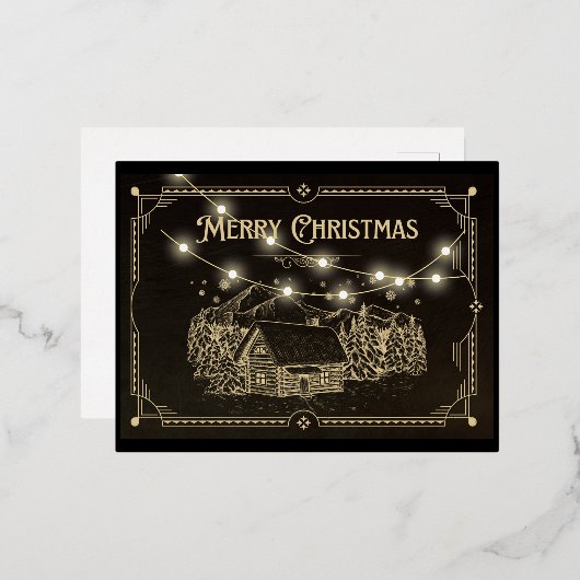 Vintage-kerstBriefkaart Folie Feestdagen Briefkaart (Voorkant / Achterkant)