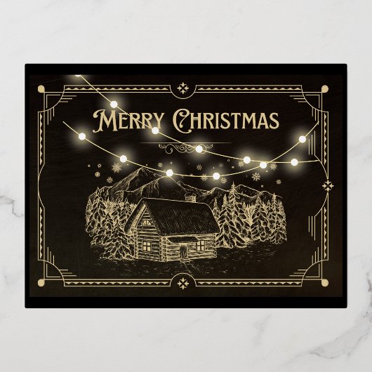 Vintage-kerstBriefkaart Folie Feestdagen Briefkaart (Voorkant)