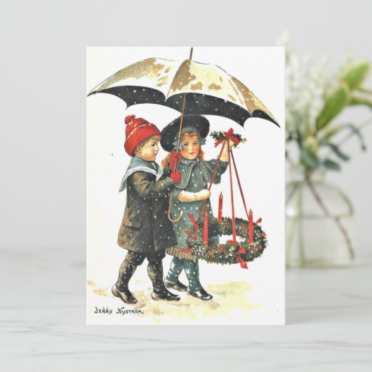 Vintage-kerstBriefkaart van Jenny Nystrom Kaart (Staand voorkant)